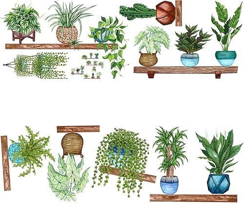 Sticker Mural Plante, Stickers Muraux Plante en Pot, Nature Fleurs Stickers muraux Papier Peint décoration, pour Salon Cuisine Pépinière Chambre Art Bricolage Decoration Murale Stickers Muraux - Nail Gallerys