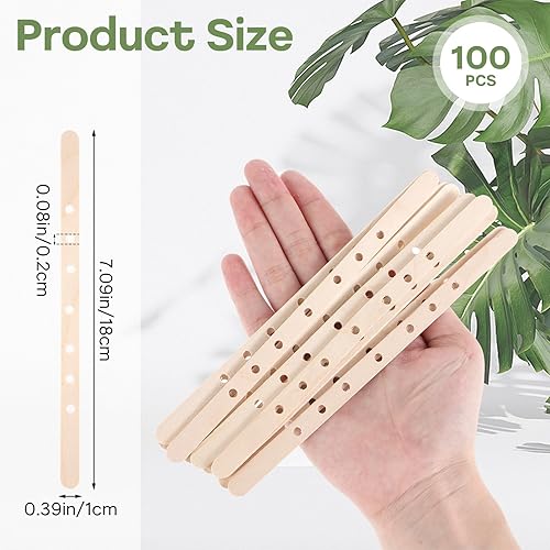 Gjinxi Lot de 100 Supports de Mèche de Bougie en Bois Dispositif de Centrage de Mèches de Bougies Fournitures de Bricolage Barres de Mèches de Bougies Pinces de Centre pour Bricolage Moule - Nail Gallerys
