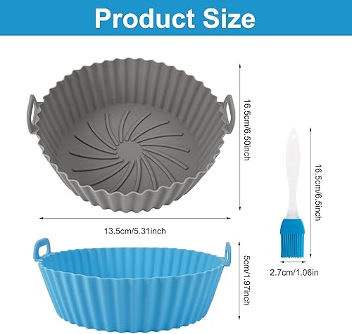 3 Pièces Moule Silicone Air Fryer Accessoires, 16,5cm Moule + Pinceaux, Panier Réutilisable Pour Friteuse à Air Chaud, Micro-ondes, Four - Nail Gallerys