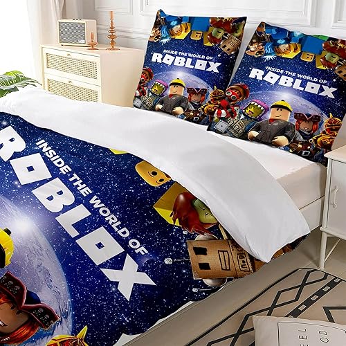 GuoDamei Roblox Housse de Couette 140x200 cm Parure de Lit en Microfibre 1 Personnes avec Fermeture Éclair, 1 Taie d'oreiller 65x65 cm Entretien Facile,hypoallergéniques - Nail Gallerys