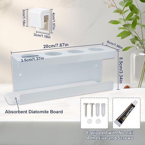 DIYJEP Support de Brosse à Dents Électrique avec 4 Fentes, Porte Brosse à Dents Mural Rangement Organisateur pour Dentifrice, Range Brosse a Dent Multifonctionnel sans Perçage pour Salle de Bains - Nail Gallerys