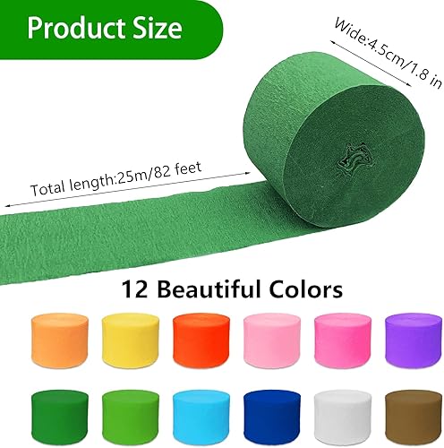 MOSTFUN 12 Rouleaux Papier Crepon 4.5 cm x 25 m, 12 Couleurs Papier Crepon Multicolores pour Décoration de Mariage Fête Anniversaire Noël - Nail Gallerys