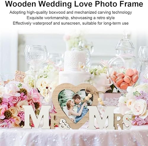 EORPAVU Décorations de mariage,Décoration mariage Monsieur et Madame, cadre photo forme coeur, décoration table mariage, cadeau mariage vintage, lettrage anniversaire en bois - Nail Gallerys