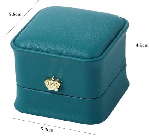 Boîte à bagues avec boucle en forme de couronne, boîte à bijoux, boîte de rangement en cuir synthétique, boîte à bijoux romantique, boîte à alliances, support de rangement pour bagues (blanc) - Nail Gallerys