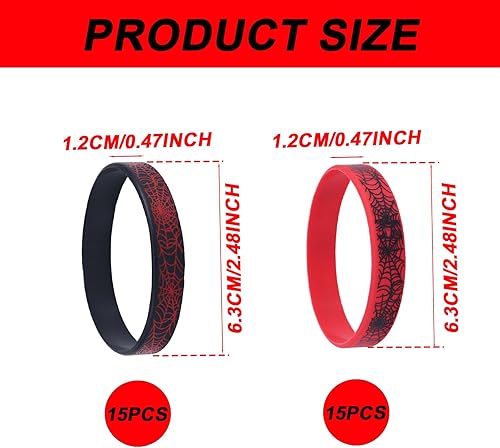 SAVITA 30pcs Bracelets Araignées en Silicone, Bracelets Araignées Rouges et Noirs Souple Décoration de Fête Sur le Thème du Dessin Animé pour Cadeaux d'Anniversaire - Nail Gallerys