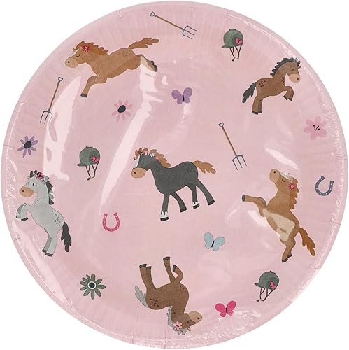 Folat Décoration d'anniversaire Rose-Assiettes-Happy Horses-23 cm-8 pièces-Vaisalle Party thème Cheval, 27503, Multicolore, 23cm - Nail Gallerys