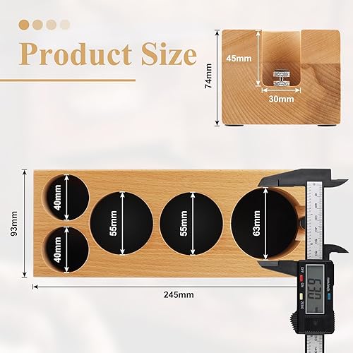 EFUTURETIME Café Tamper Station 51-54mm Réglable, Station de Bourrage de Café en Bois 5 Trous, Espresso Tamper Station pour le Stockage des Accessoires de Café - Nail Gallerys