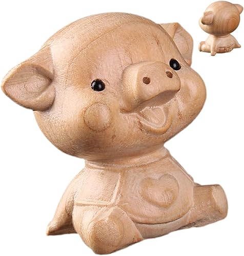 DONFAMDS Ornements de Cochon en Acajou réaliste Sculpture de Cochon décor Mini Cochon Ornement de Figurines naines Petit de Cochon Ornements en Bois pour l'artisanat - Nail Gallerys