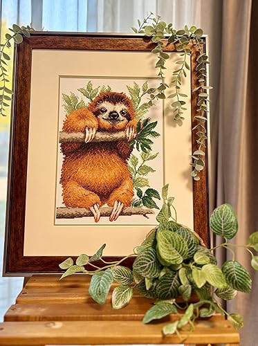 RIOLIS - Paresseux 2213, kits de point de croix animaux 21,3 x 29,9 cm, kits de point de croix pour débutants et avancés, kits de point de croix pour adultes, kits de point de croix comptés, kit de - Nail Gallerys