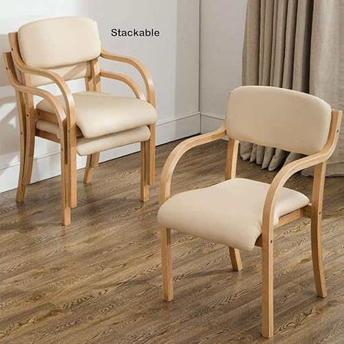 Chaise de salle à manger empilable avec accoudoirs, chaises d'appoint modernes en cuir PU, cadre en bois, bureau d'invités de club, chaise à accoudoir simple - Nail Gallerys