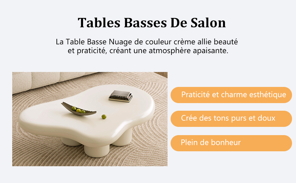 Table Basse Nuage Blanc Crème, Table Basse De Salon, Petite Table D'appoint