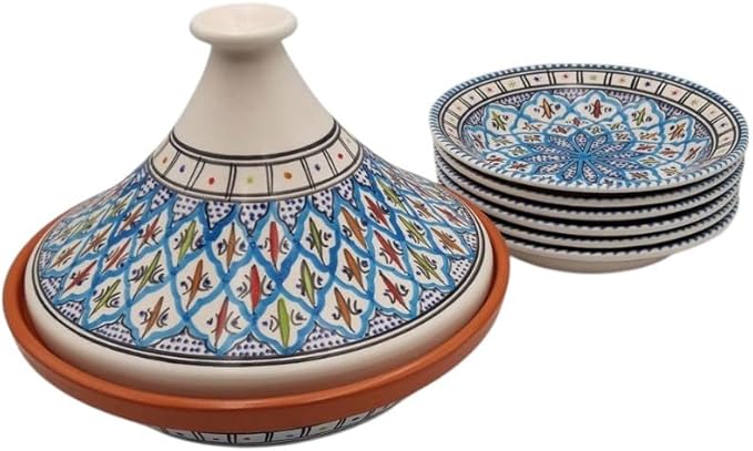 Service tajine assiettes creuses Bakir turquoise - 6 pers - Nail Gallerys
