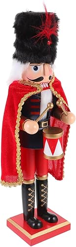 PRETYZOOM Casse-Noisette en Bois Décorations De Noël Grand 38 Cm Traditionnel Drôle Casse-Noisette avec Cape Roi Soldat Décor De Noël Festif pour Étagères Tables - Nail Gallerys