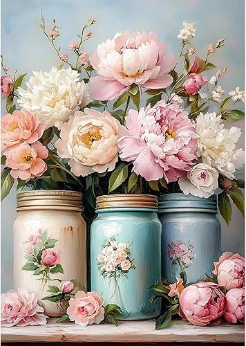 NEWENMO Bricolage Arrangement Floral Diamond Painting Set,5D Exquises Fleurs Diamond Art Kits,DIY Peinture Diamant pour Adultes, Diamant Painting Kit,pour Adulte Débutant Murale Décoration (30x40cm) - Nail Gallerys