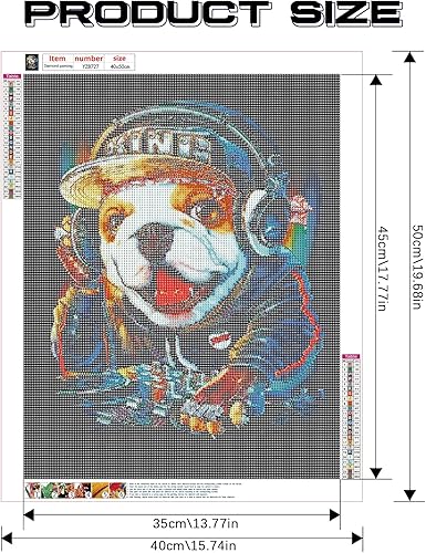 DCIDBEI 40x50CM Diamant Peinture DJ Bouledogue,DIY Rond Diamond Painting Strass Kits Animaux Anime, Broderie point de Croix Adultes Enfants Chambre Mur Décoration D'entrée - Nail Gallerys