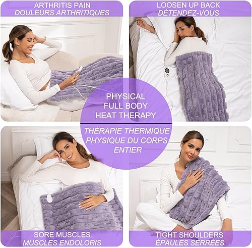 Coussin chauffant intelligent GOBRILLFUN avec télécommande et sécurité enfant, tapis chauffant électrique de luxe pour le dos, les jambes, les genoux, 6 niveaux et 5 réglages de minuterie, 40 x 80cm - Nail Gallerys