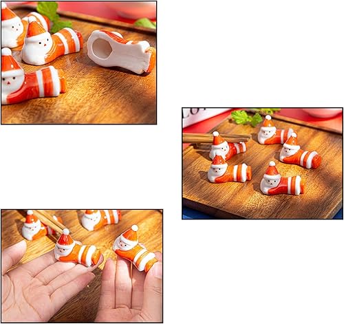 Vastsea 8 Pièces Port Baguettes en Céramique Père Noël, Repose Du Père Noël, Support de Baguettes pour Couteau, Fourchette, Cuillère, Support de Baguettes, Décoration de Table - Nail Gallerys