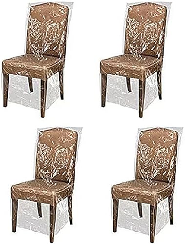 Lot de 4 housses de chaise en plastique transparent - Imperméables - Réutilisables - En PVC transparent - Nail Gallerys