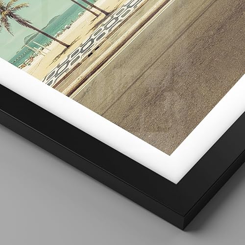 Affiche Decoration Murale Plage Palmiers Rio De Janeiro Moderne Poster Cadre Chêne Clair 91x61cm Deco Affiches Murales Tableau Decoration Salon Chambre Cuisine Wall Art Design Decor P2NAA91x61-5375 - Nail Gallerys
