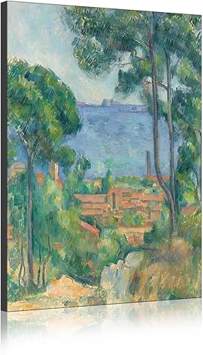 Toile Tableaux Célèbres Vue Sur L'Estaque Et Le Château D'If Par Paul Cézanne Art Mural Reproduction De Tableaux Reproduit Sur Toile Illustration Pour Les Décorations (Pas de cadre,60_x_90_cm) - Nail Gallerys