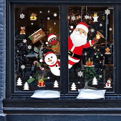 Noël Autocollants Fenetre Fenetre NoëL Décoration DIY Mignonne Renne Père Noël pour Noël Accueil/Boutique Décorations Autocollant Amovibles Statique Autocollants - Nail Gallerys