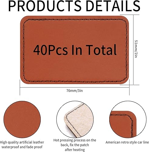 40 Pcs Patch Réparation Cuir, Patch de Réparation en Cuir, Patch Simili Cuir Autocollant, Patchs en Cuir Thermocollants pour Vêtements Canapés Chapeaux Sacs à Dos Vestes Tissu, 76 x 51 mm/Marron - Nail Gallerys