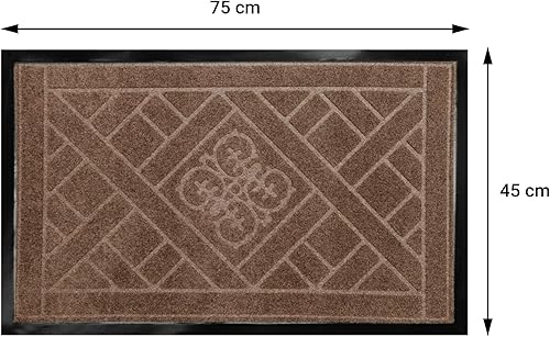 Comart - Tapis de sèche-Cheveux Victor - 45 x 75 cm - Paillasson en PVC pour entrée extérieure ou intérieure - Base antidérapante - Fin - Porte d'entrée - Design en 3D - Beige - Inscription Welcome - Nail Gallerys