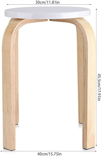 1 Pièce Tabouret en Bois Tabouret Empilable Chaise Ronde Chaise de Cuisine Tabouret Antidérapant Tabouret Stable Tabouret Empilable Pratique pour Maison(Blanc) - Nail Gallerys