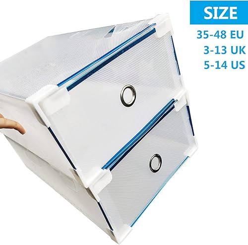 Multiware Lot de 24 boîtes de rangement à chaussures pliables et empilables, tiroirs en plastique transparent - Nail Gallerys