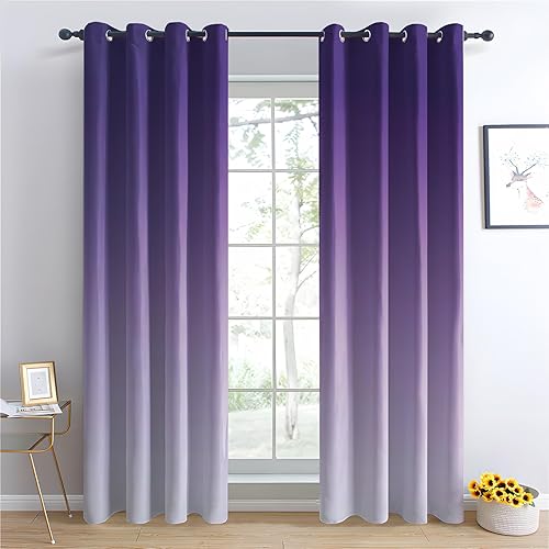 zcwl Rideau Occultant Bleu Turquoise Vert Dégradé, Ombré Minimaliste Motif Rideaux Thermiques à Oeillets, Rideaux Imprimé pour Salon Chambre Fenetre Moderne Décoration, 140x240 cm (L x H), Lot de 2 - Nail Gallerys