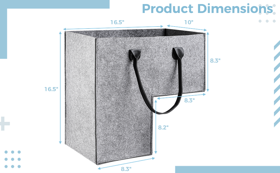 Panier d'escalier pliable en feutre pour escaliers de 40,6 cm avec poignées en cuir synthétique