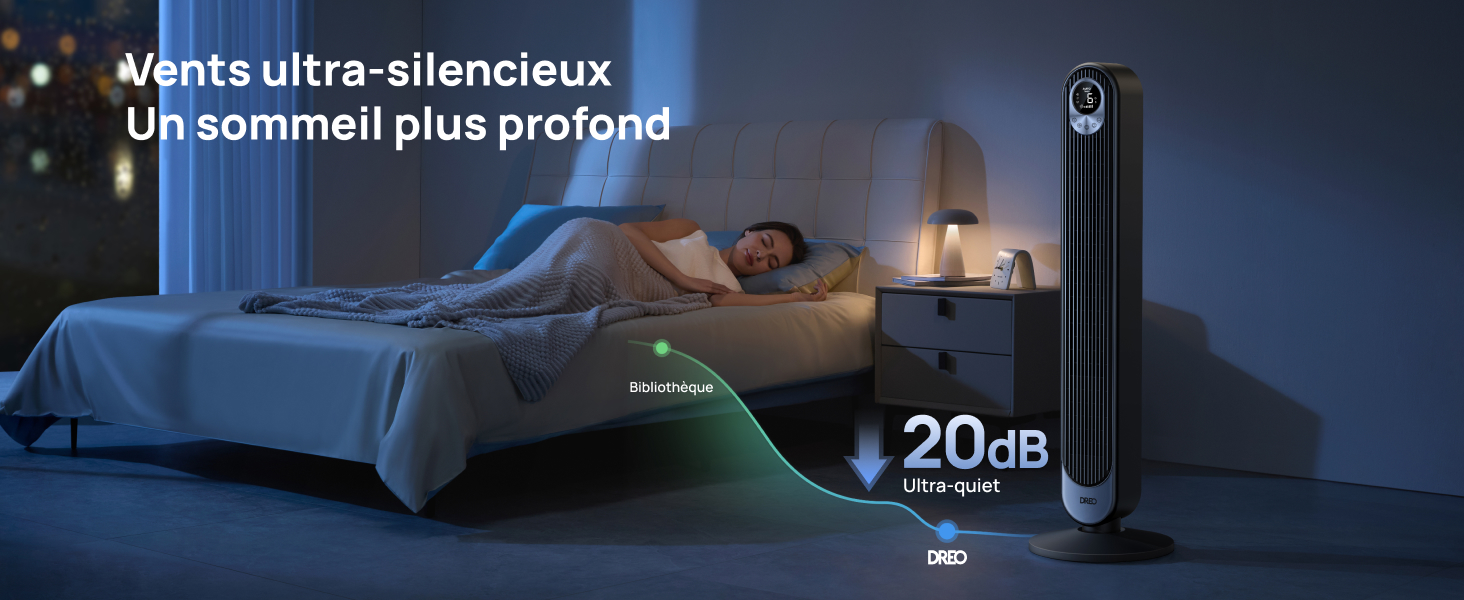 Dreo Ventilateur Colonne Silencieux avec Alexa