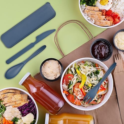 Couvert Pique Nique, Couvert Plastique Reutilisable, Couverts de Table, Couvert Lunch Box, pour les Voyages, les Pique-Niques, le Camping, le Travail, L'école ou L'usage Quotidien (Bleu) - Nail Gallerys