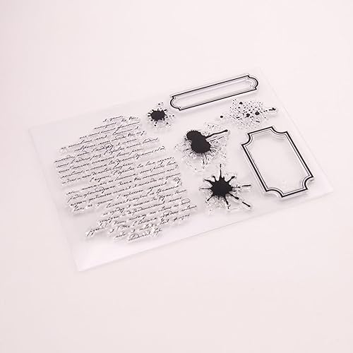 CHAMEEN Tampon en caoutchouc transparent style vintage avec joints en silicone transparent - Tampon encreur - Taches de thé et éclaboussures - Rétro - Pour journaling, bricolage, fabrication de - Nail Gallerys