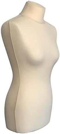 fella4stores Mannequin de couture basique femme en mousse PU XL (44/46) avec revêtement blanc crème et trépied en bois marron - Nail Gallerys