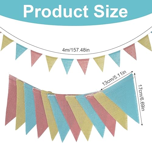SIRLOMU Guirlande de Fanions Résistant aux Intempéries, Guirlande Enfant, Deco Chambre Bebe, 4 mètres, Coton, Bannière de Drapeau Triangulaire en Tissu, bébé à Suspendre (couleurs bonbon) - Nail Gallerys