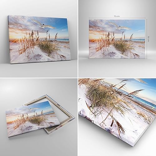 Moderne Impression sur Toile 100x70cm Image Tableau Decoration Murale Mouette Mer Côte Grand Tableaux Decoratifs Muraux Chambre Cuisine Horizontal Deco Cadre Décoration Salon Art Wall AA100x70-4902 - Nail Gallerys