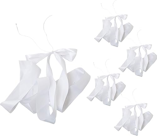 Lot de 5 nœuds blancs pour décoration de chaise d'église, d'allée pour intérieur, extérieur, banc, siège, porte, table à manger, accessoires de mariage élégants - Nail Gallerys