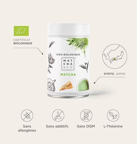 Ensemble de Thé Matcha de Débutant Matcha & CO. Kit Matcha avec Matcha Original, Cuillère doseuse et Fouet en bambou. Matcha de Grade Cérémonial 100% Écologique. - Nail Gallerys