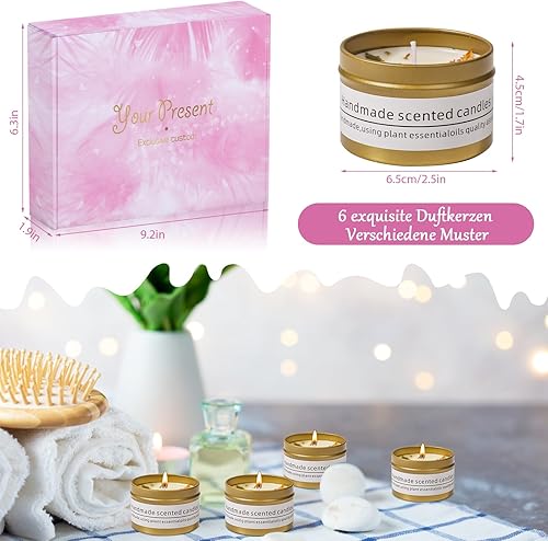 Kinwers Bougie Parfumées,6 parfumée Cire de Soja Pour Bougie Decorative Parfum Interieur Maison,Saint Valentin, Fête des Mères Coffret Cadeau Femme Anniversaire - Nail Gallerys