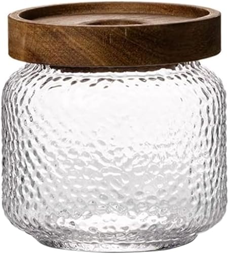 ASTRQLE Bocaux en verre de 500 ml avec couvercles empilables - Bocaux de rangement en verre hermétiques avec couvercle en bois - Bocaux de rangement décoratifs pour sucre, café, thé, épices - Nail Gallerys