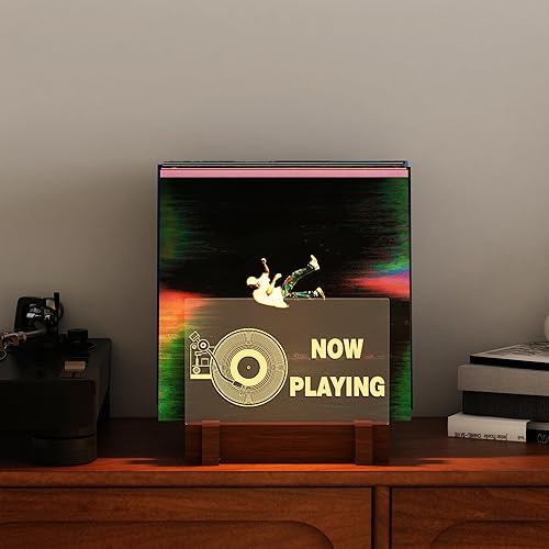 CoolGift Mart Rangement de disques vinyles, étagère lumineuse en acrylique avec lumières blanches chaudes - Idéal pour collectionner, exposer et décorer - Cadeau pour les amateurs de vinyles - Nail Gallerys