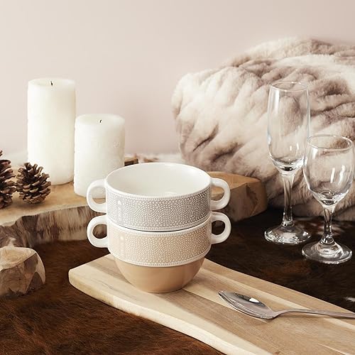 Lot de 2 Bols avec anses 50 cl 100% céramique Romane Gris foncé - Nail Gallerys