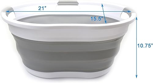 SAMMART 36L Panier à Linge Pliable en Plastique à 3 poignées - Conteneur de Rangement escamotable - Bac de Lavage Portable - Panier d'économie d'espace/Capacité en Eau 27L - Nail Gallerys