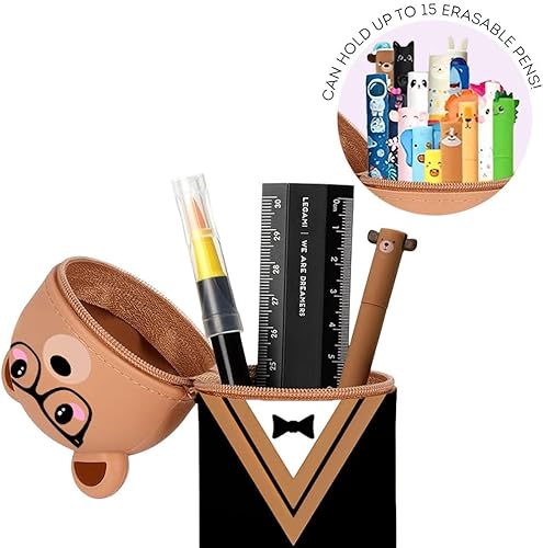 QRKPVHD Trousse 2 en 1 en Couleur Animaux Silicone Souple Cartoon Trousse Porte-Stylo de Table Thème Trousse, Sac de Papeterie de Bureau pour Étudiant Scolaire Cadeaux (Ours célibataire) - Nail Gallerys