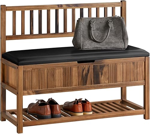 SoBuy Banc de Rangement à Chaussure, Banc d'entrée, Meuble d'entrée, Bout de Lit, Banquette avec Dossier et Coussin Rembourré, en Bois de Pin, 90x35x75 cm, FSR150-N - Nail Gallerys