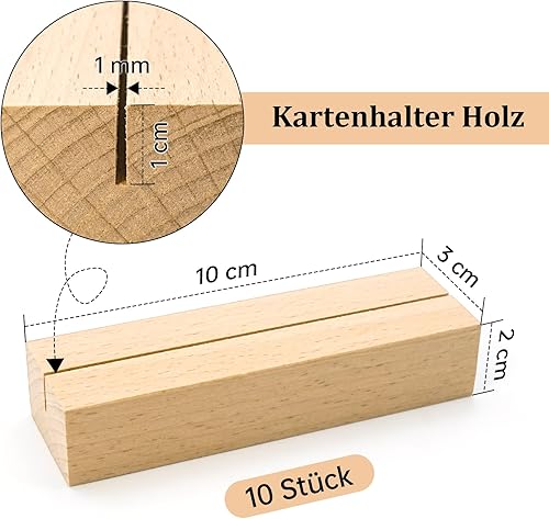 Lot de 10 porte-cartes en bois - Porte-photo - Support stable en bois - Porte-cartes de menu - Porte-cartes postales - Porte-numéros de table pour mariages, fêtes, menus, cartes de visite - Nail Gallerys
