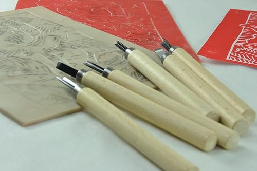 Gouges manche en bois pour linogravure 6 pièces - Nail Gallerys