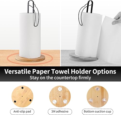 TONLEA Support Essuie-tout Papertowelholder Porte-serviettes en bois noir avec fixation pour le plan de travail, porte-serviettes de cuisine autonome avec base en bois antidérapante - Nail Gallerys