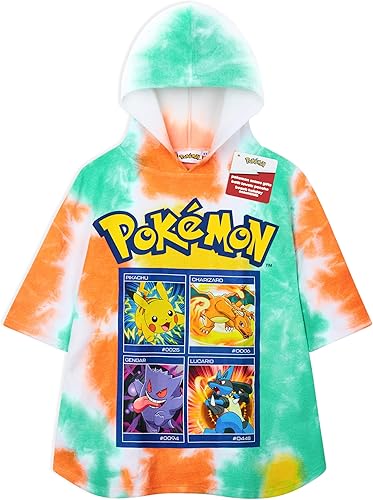 Pokémon Poncho Serviette de Plage Enfant et Ado Peignoir de Bain Enfant à Capuche Pikachu Serviette de Bain Piscine Douche Été - Nail Gallerys